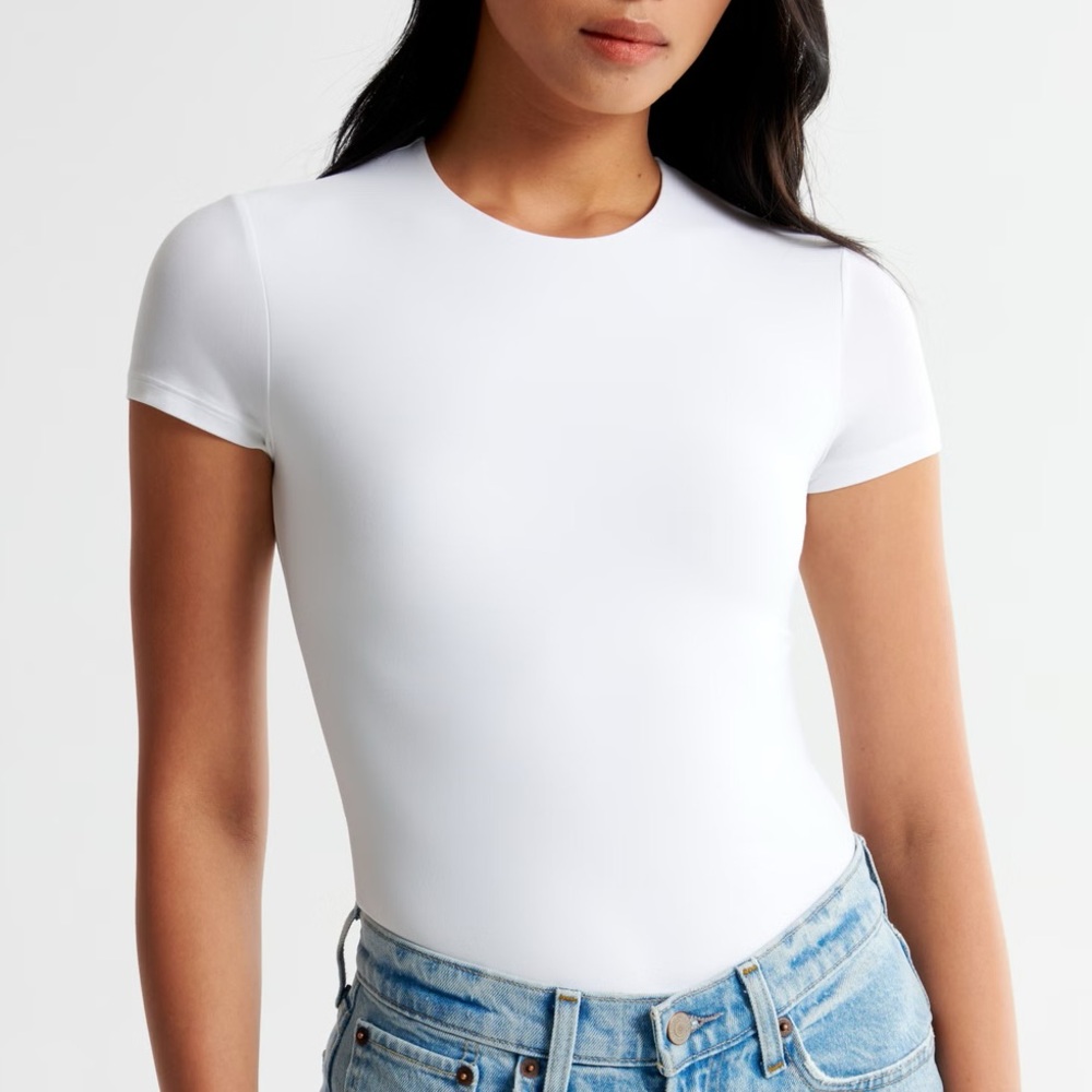 A&f Soft Matte Seamless Tee Bodysuit White XS